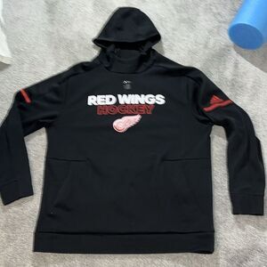 Black Detroit Red Wings hockey climawarm pullover hooded hoodie sweatshirt NHL